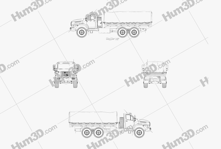 Ural Next Flatbed Canopy Truck 2018 Креслення