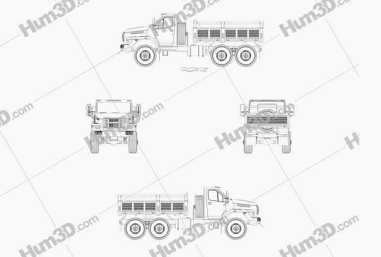 Ural Next Flatbed Truck 2018 Blueprint