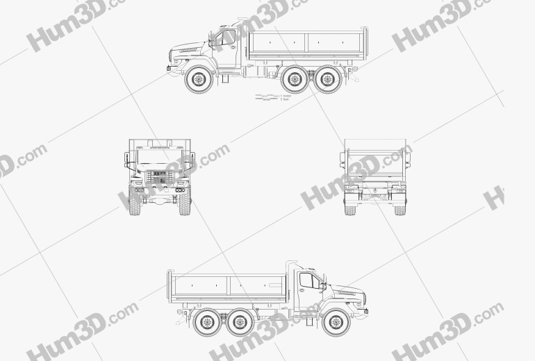 Ural Next Tipper Truck 2018 Blueprint