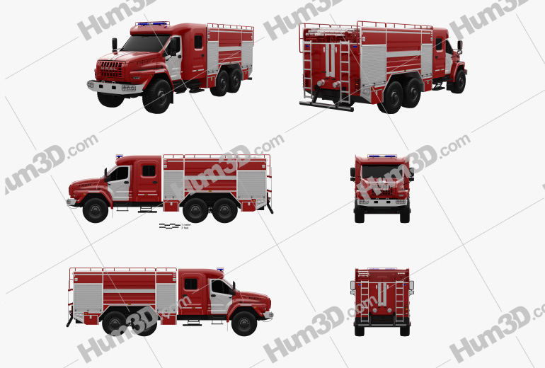 Ural Next Fire Truck AC-60-70 2018 Blueprint Template
