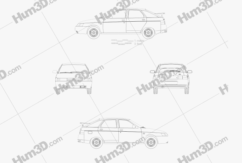 VAZ Lada 2112 hatchback 1995 Blueprint