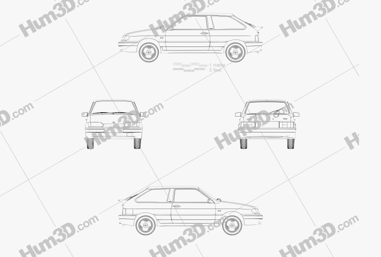 VAZ Lada Samara (2113) hatchback 3-door 1997 Blueprint