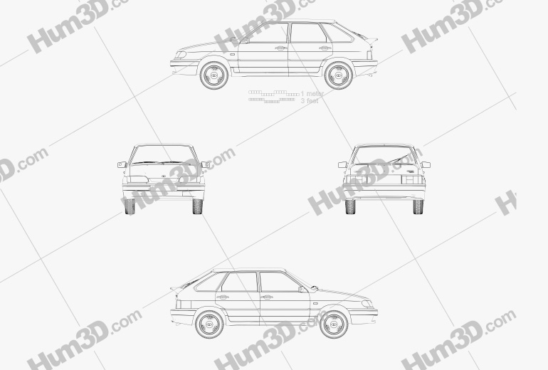 VAZ Lada Samara (2114) hatchback 5-door 1997 Blueprint