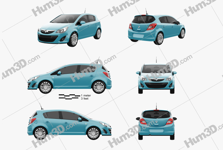 Vauxhall Corsa (D) 5-door 2014 Blueprint Template