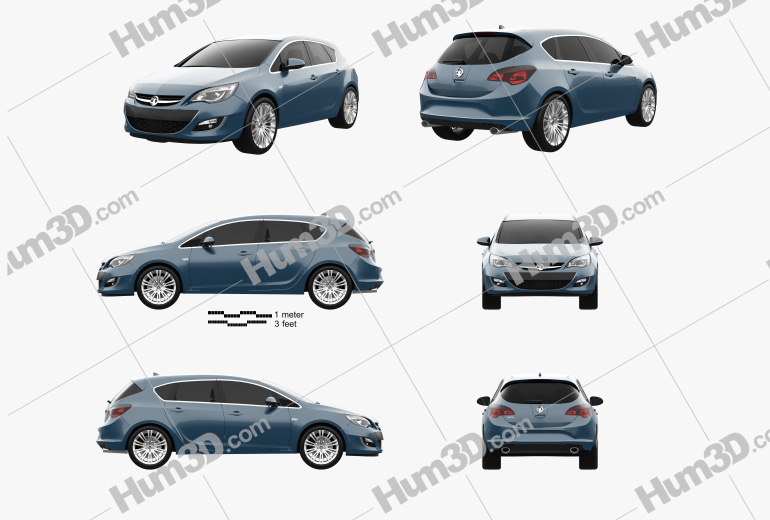Vauxhall Astra 5-door hatchback 2015 Blueprint Template