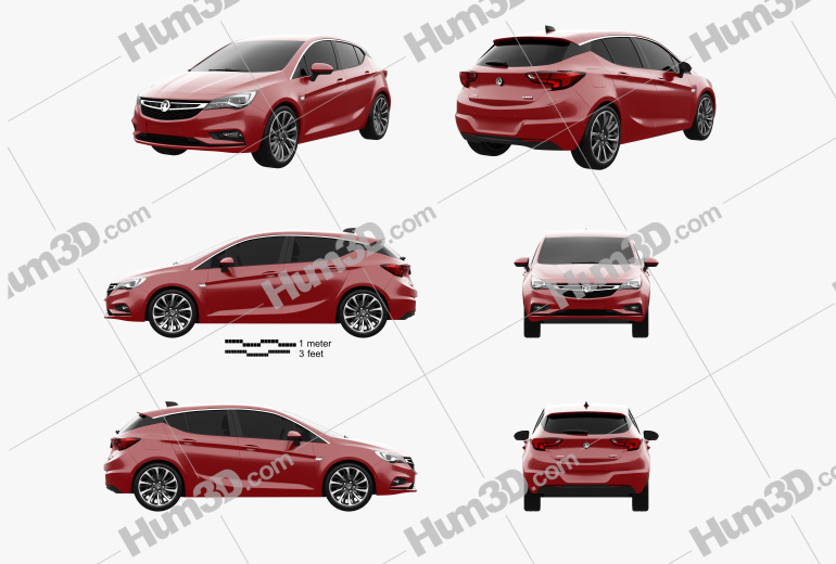 Vauxhall Astra Turbo hatchback 2019 Blueprint Template