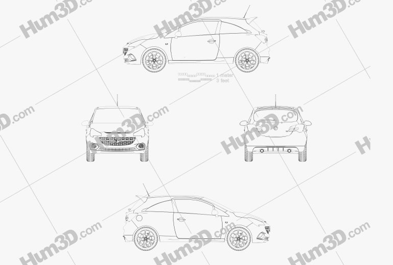 Vauxhall Corsa (E) VXR 3 portas hatchback 2018 Blueprint
