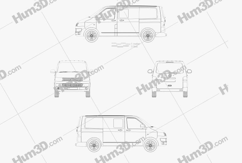 Volkswagen Transporter T5 Caravelle Multivan 2014 蓝图