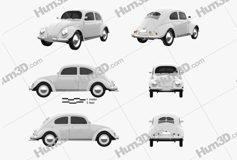 Volkswagen Beetle 1949 Blueprint Template