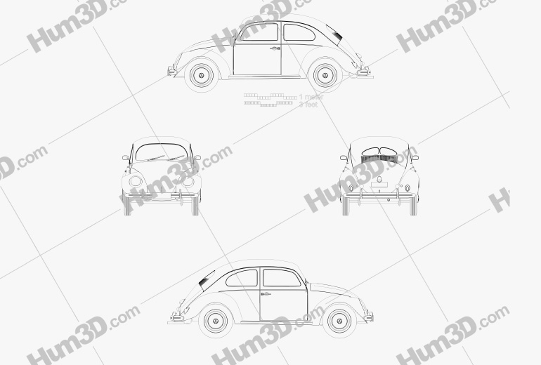 Volkswagen Beetle 1949 Blueprint