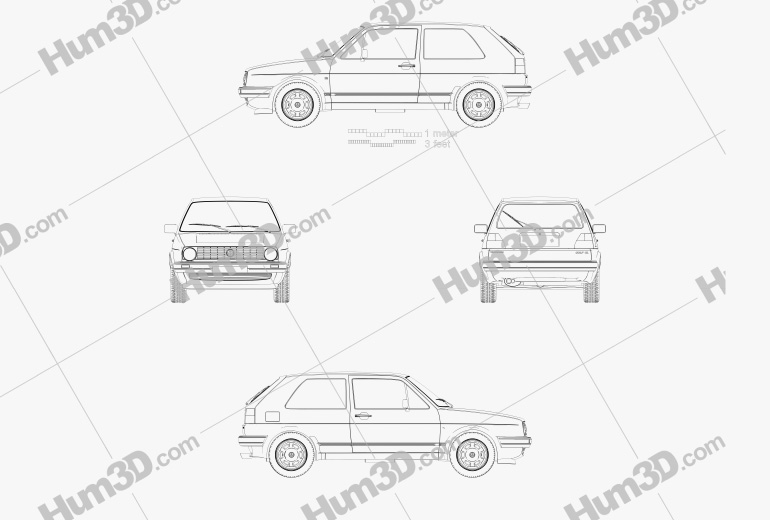 Volkswagen Golf Mk2 3-door 1983 Blueprint