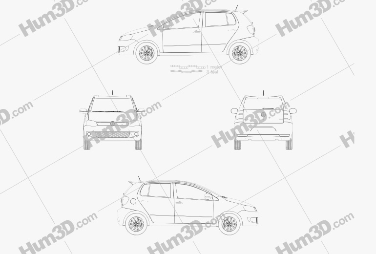 Volkswagen Fox 5ドア 2012 設計図