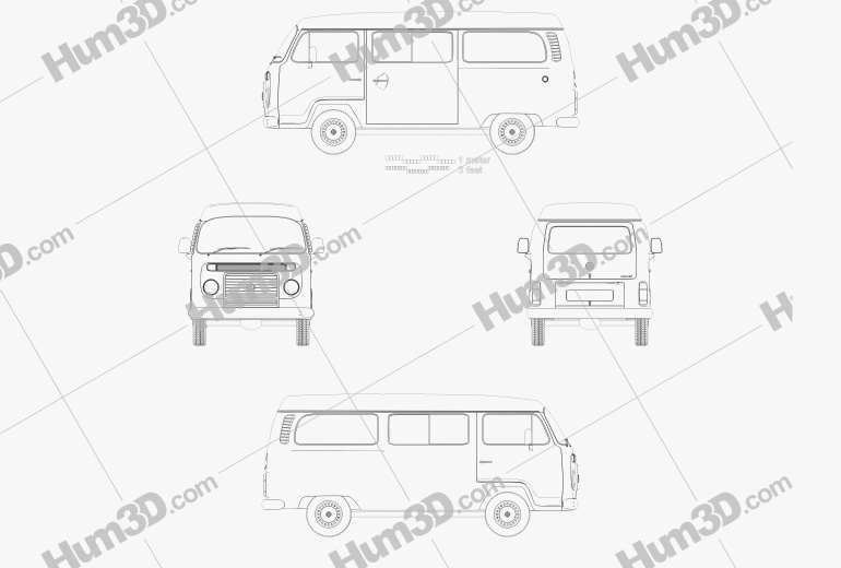 Volkswagen Kombi (T2) 2014 Blueprint