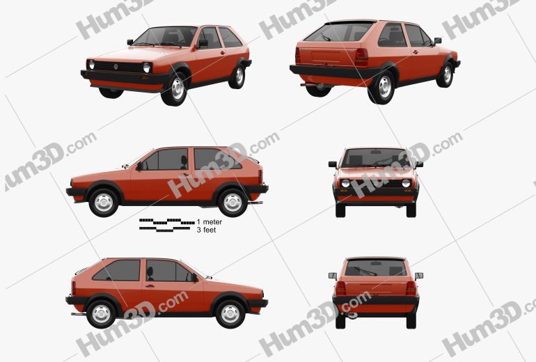 Volkswagen Polo coupe 1994 Blueprint Template