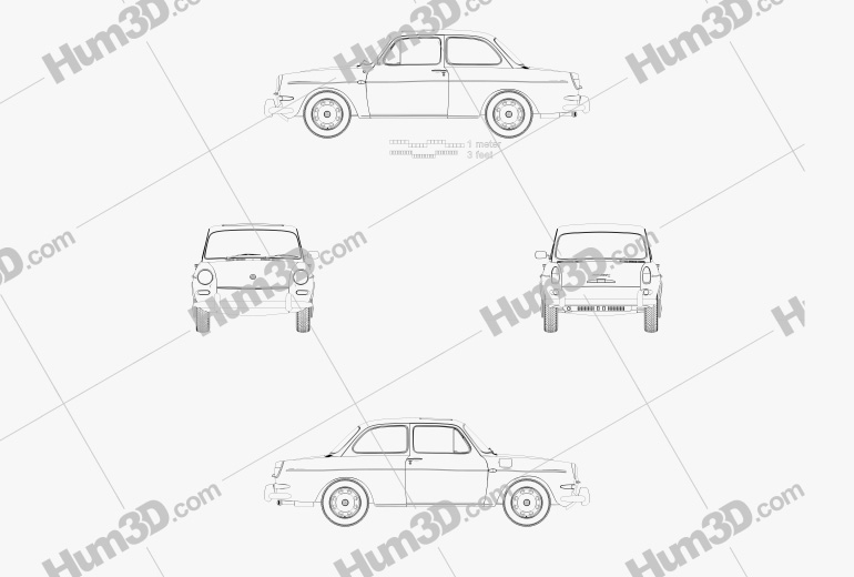 Volkswagen Type 3 (1600) sedan 1965 Blueprint