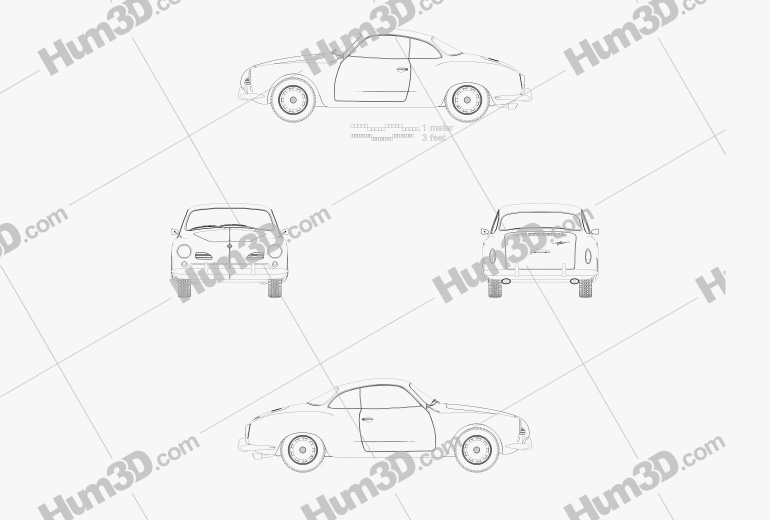 Volkswagen Karmann Ghia 1955 Blueprint