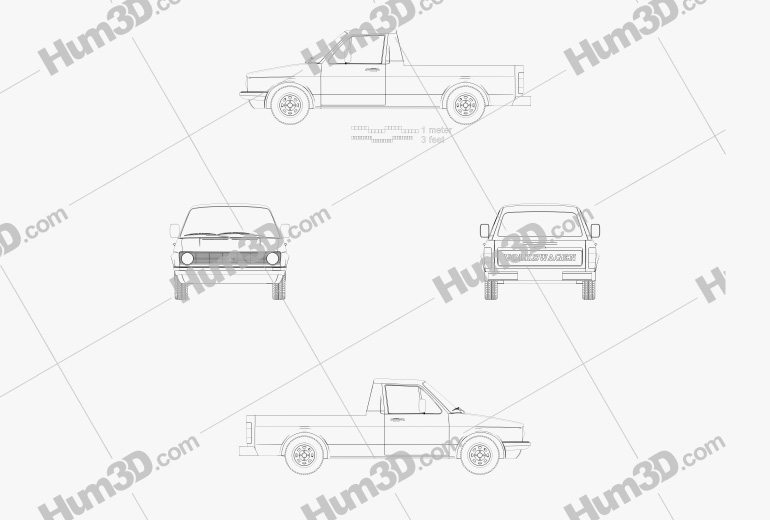 Volkswagen Caddy (Type 14) 1982 테크니컬 드로잉
