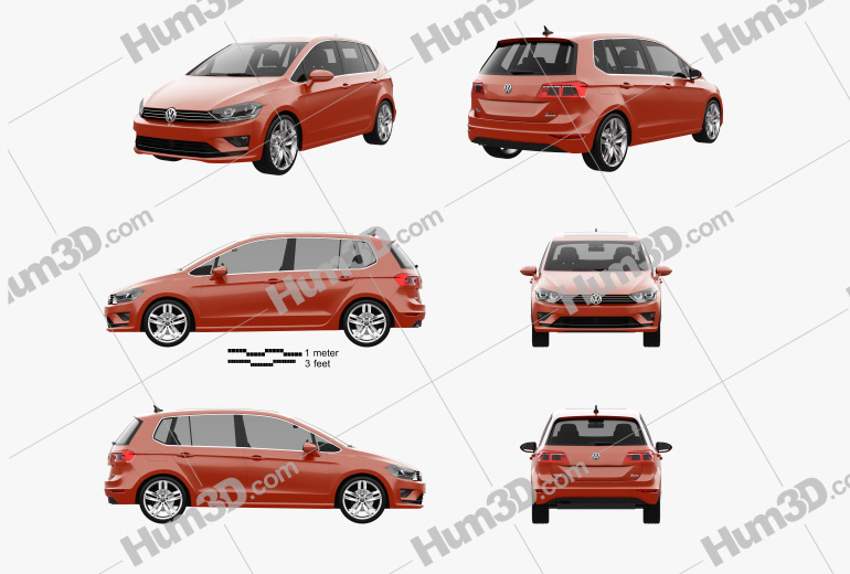 Volkswagen Golf Sportsvan 2016 Blueprint Template