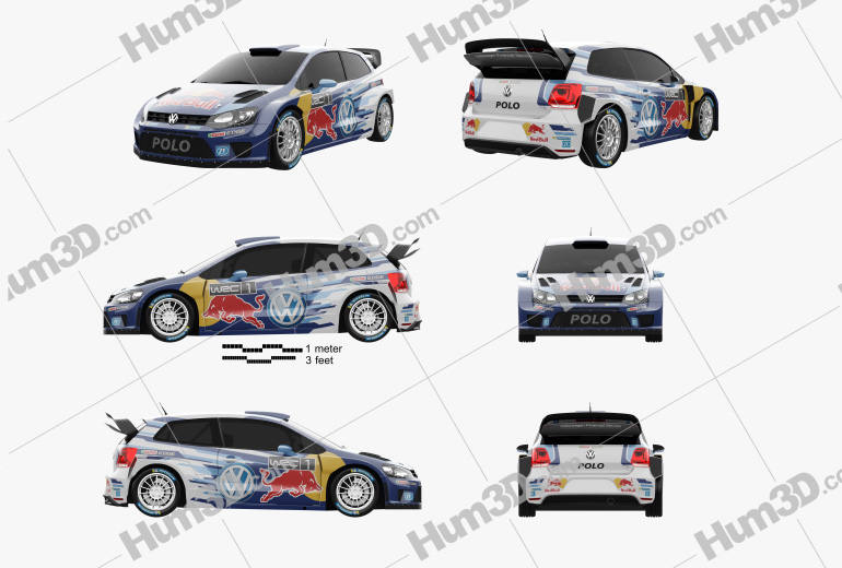 Volkswagen Polo R WRC Race Car 2018 Blueprint Template