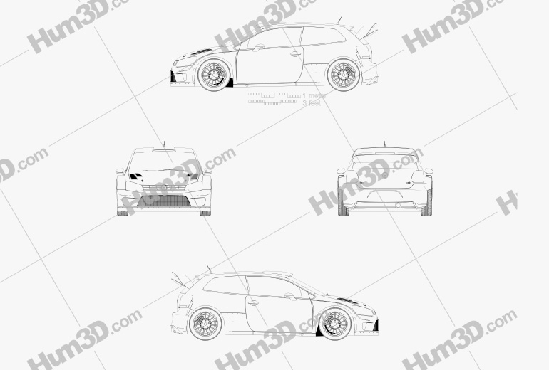 Volkswagen Polo R WRC Race Car 2018 Blueprint
