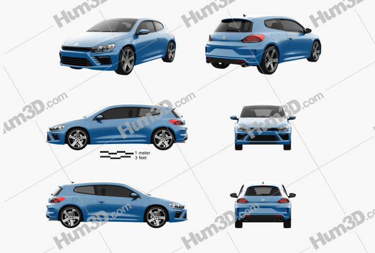 Volkswagen Scirocco R 2018 Blueprint Template