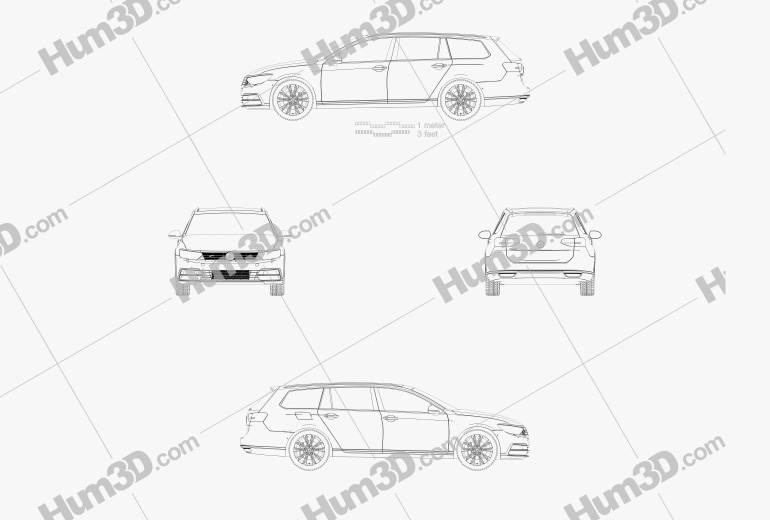 Volkswagen Passat (B8) variant R-Line 2019 Blueprint