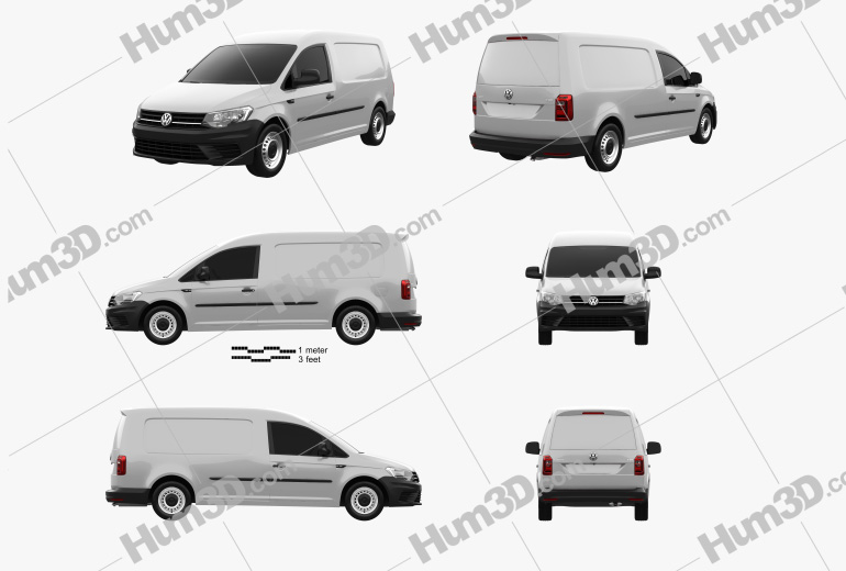 Volkswagen Caddy Maxi Panel Van 2018 Blueprint Template