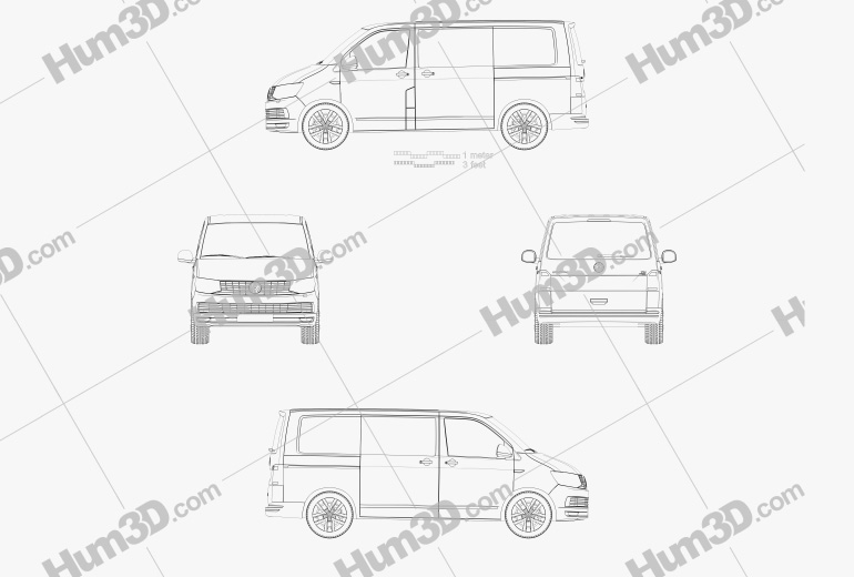 Volkswagen Transporter (T6) Multivan 2019 Креслення
