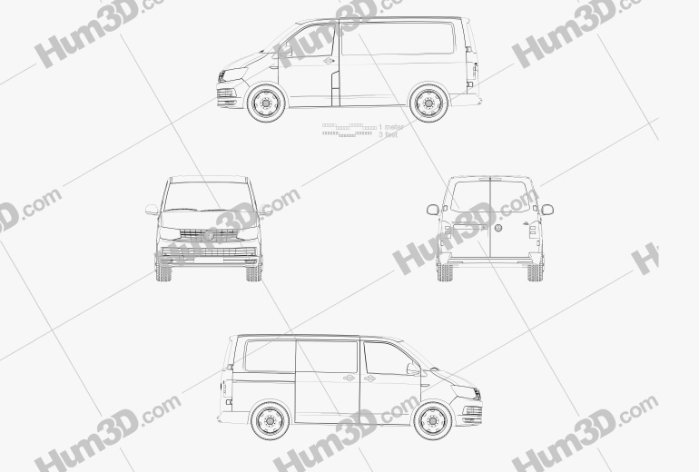 Volkswagen Transporter (T6) Panel Van 2019 Креслення