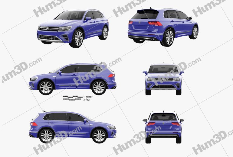 Volkswagen Tiguan GTE 2017 Blueprint Template