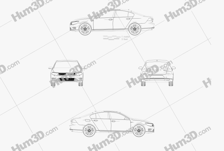 Volkswagen Passat (B8) Sedán GTE 2018 Blueprint