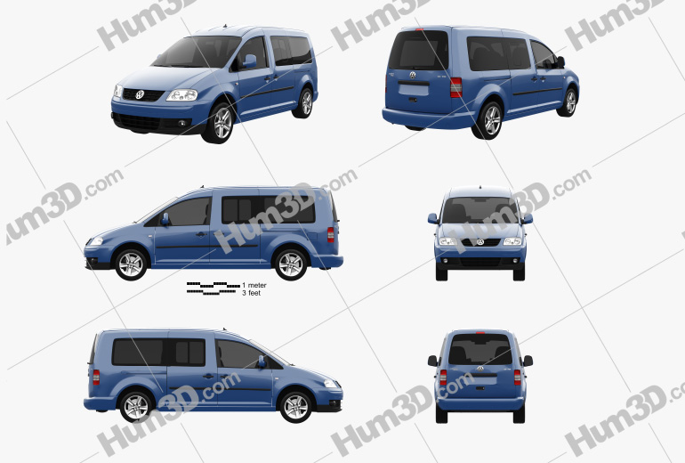 Volkswagen Caddy Maxi 2010 Blueprint Template