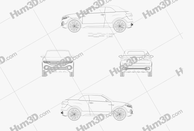 Volkswagen T-Cross Breeze 컨셉트 카 2016 도면