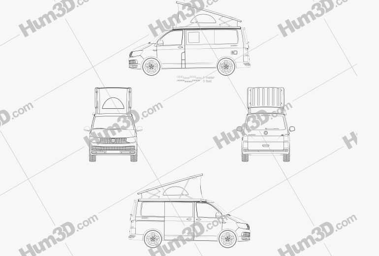 Volkswagen Transporter (T6) California 2019 Креслення