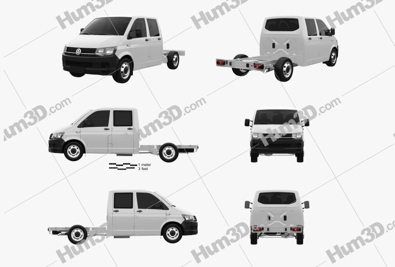 Volkswagen Transporter (T6) Double Cab Chassis 2019 Blueprint Template