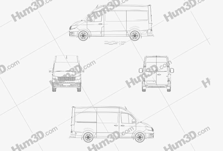 Volkswagen Crafter Panel Van L1H2 2019 Чертеж
