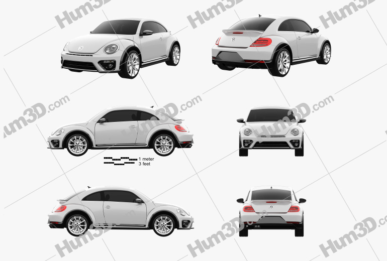 Volkswagen Beetle R-Line coupe 2020 Blueprint Template