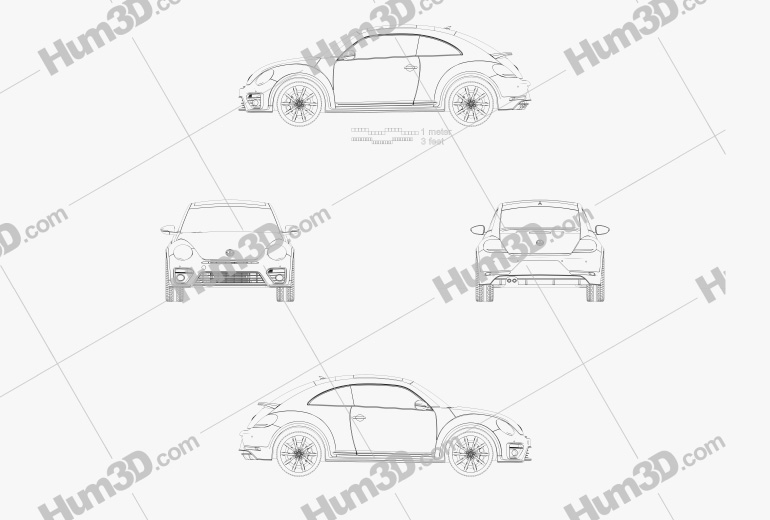 Volkswagen Beetle R-Line купе 2020 Чертеж