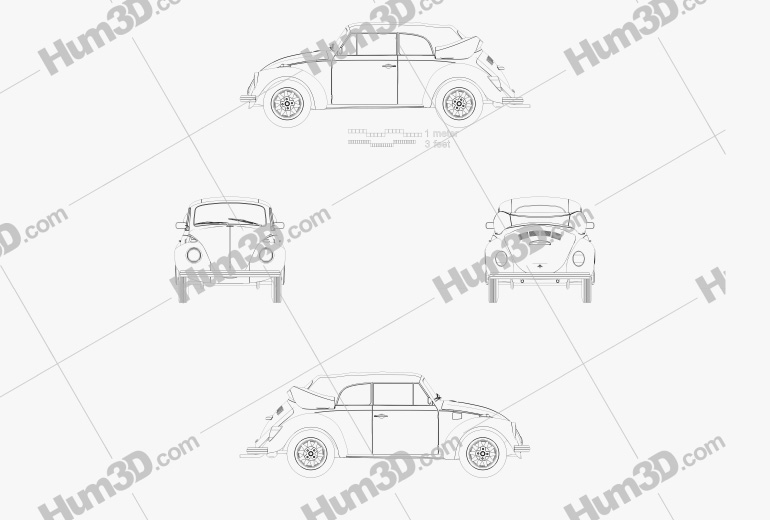 Volkswagen Beetle convertible 1975 Blueprint