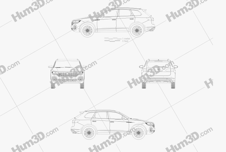 Volkswagen Touareg R-Line 2018 Disegno Tecnico