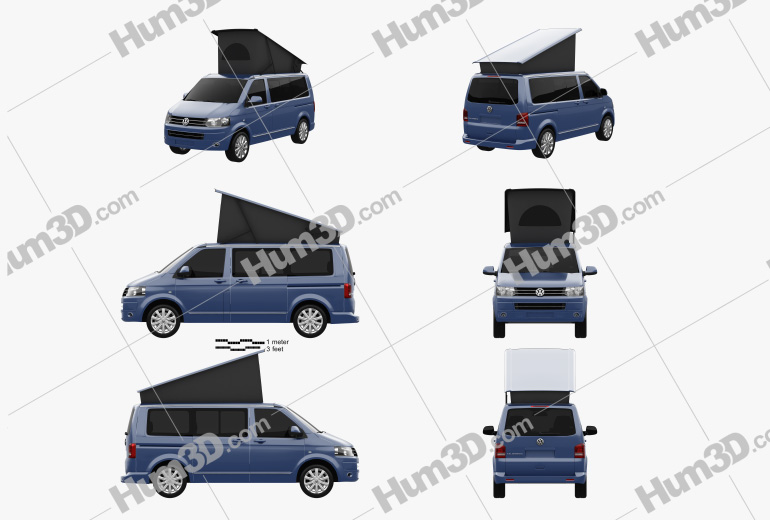 Volkswagen Transporter California 2014 Blueprint Template