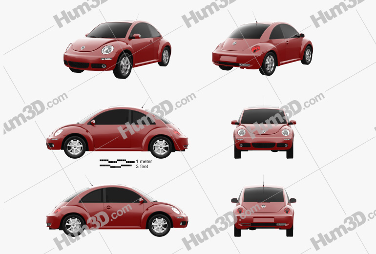 Volkswagen Beetle coupe 2011 Blueprint Template
