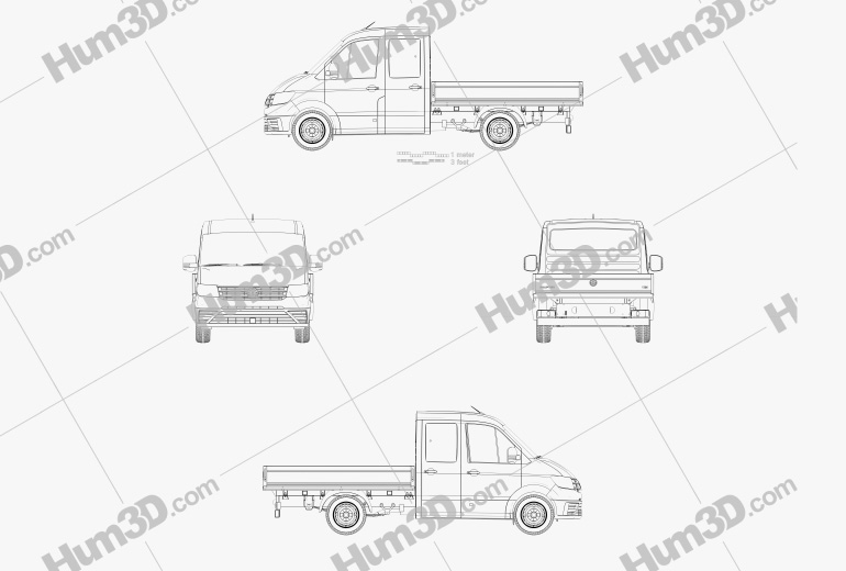Volkswagen Crafter Double Cab Dropside 2020 Blueprint