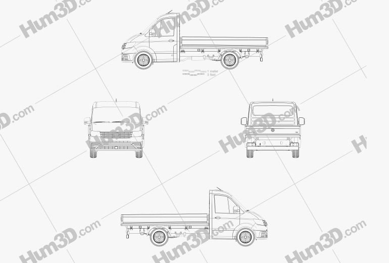 Volkswagen Crafter 单人驾驶室 Dropside 2017 蓝图