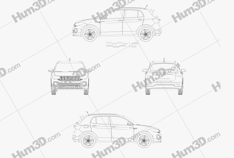 Volkswagen T-Cross R-Line 2019 Disegno Tecnico