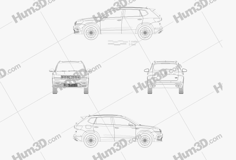 Volkswagen Tharu R-Line 2018 테크니컬 드로잉