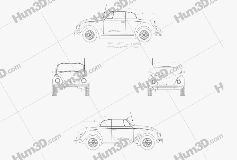 Volkswagen e-Beetle 2019 Disegno Tecnico
