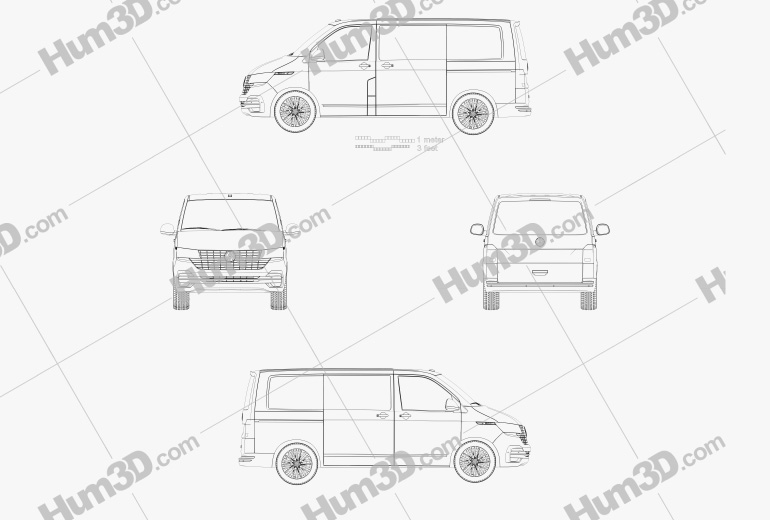 Volkswagen Transporter blueprints Download in PNG 
