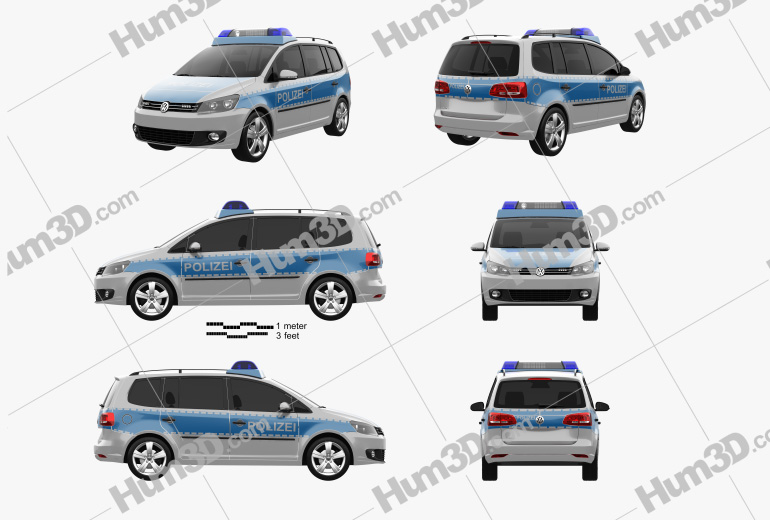 Volkswagen Touran Police Germany 2015 Blueprint Template