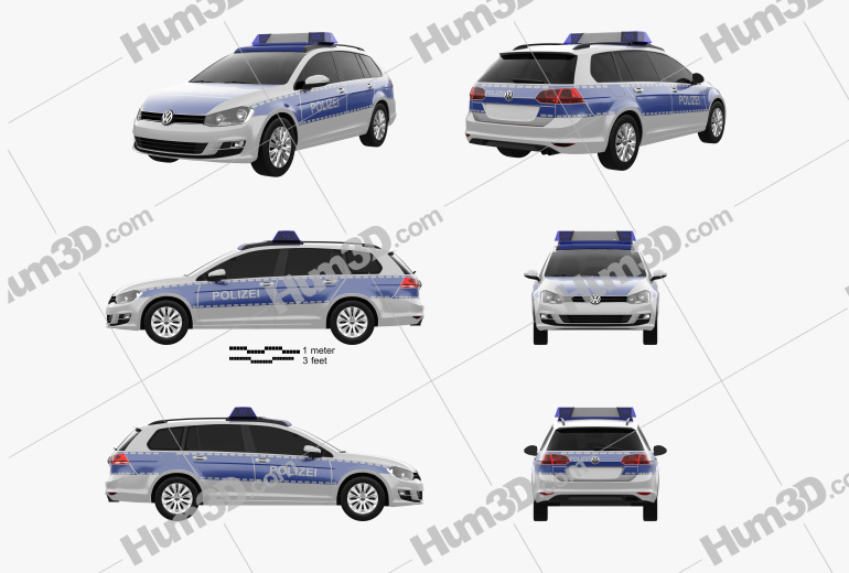 Volkswagen Golf variant Police Germany 2019 Blueprint Template